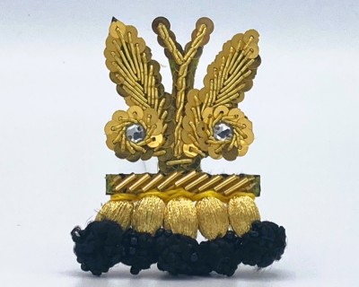 BROCHE ALAMAR MARIPOSA ORO Y SEDA NEGRA